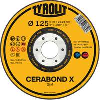 CERABOND X Cut-Off Wheel for Steel & Stainless Steel, 4-1/2" x 0.45", 7/8" Arbor, Type 1, Ceramic, 12250 RPM Southpoint Industrial Supply