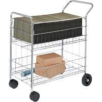Wire Mail Cart, 200 lbs. Capacity, Chrome, 19" D x 30" L x 39-1/4" H, Chrome Plated Southpoint Industrial Supply