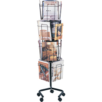 Literature Display Racks - Rotary Floor Displays, Rotating, 16 Slots, Wire Mesh, 15" W x 15" D x 60" H OE632 | Southpoint Industrial Supply