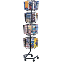 Literature Display Racks - Rotary Floor Displays, Rotating, 32 Slots, Wire Mesh, 15" W x 15" D x 60" H OE807 | Southpoint Industrial Supply