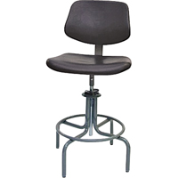 600 Series Rectangular Stool with Back , Mobile, Adjustable, 25" - 31", Polyurethane Seat, Black OJ905 | Southpoint Industrial Supply