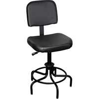 6000 Series Stool with Back, Stationary, Adjustable, 26" - 31", Vinyl Seat, Black OJ973 | Southpoint Industrial Supply