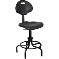 6000 Series Stool with Back, Stationary, Adjustable, 24" - 29", Polyurethane Seat, Black OJ974 | Southpoint Industrial Supply