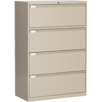 Lateral Filing Cabinet, Steel, 4 Drawers, 36" W x 18" D x 53-3/8" H, Beige OP220 | Southpoint Industrial Supply