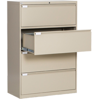 Lateral Filing Cabinet, Steel, 4 Drawers, 36" W x 18" D x 53-3/8" H, Beige OP220 | Southpoint Industrial Supply