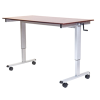 Adjustable Stand-Up Workstations, Stand-Alone Desk, 48-1/2" H x 48" W x 32-1/2" D, Walnut OP282 | Southpoint Industrial Supply