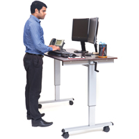 Adjustable Stand-Up Workstations, Stand-Alone Desk, 48-1/2" H x 59" W x 29-1/2" D, Walnut OP283 | Southpoint Industrial Supply