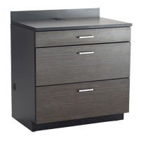 Modular Base Cabinet, 3 Drawers, 36" W x 25" D x 39" H, Asian Night/Black OP751 | Southpoint Industrial Supply