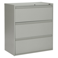 Lateral Filing Cabinet, Steel, 3 Drawers, 36" W x 19-1/4" D x 39-3/50" H, Grey OP907 | Southpoint Industrial Supply