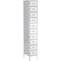 Lockers, 10 -tier, 12" x 18" x 78", Steel, Grey, Welded (Assembled) OQ710 | Southpoint Industrial Supply