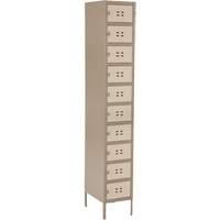 Lockers, 10 -tier, 12" x 18" x 78", Steel, Beige, Welded (Assembled) OQ711 | Southpoint Industrial Supply