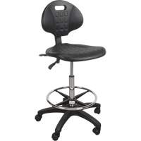 Heavy-Duty Ergonomic Stool, Mobile, Adjustable, 39" - 48", Polyurethane Seat, Black OR330 | Southpoint Industrial Supply