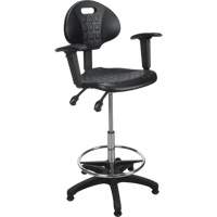 Heavy-Duty Ergonomic Stool with Adjustable Arm Rests, Stationary, Adjustable, 39" - 48", Polyurethane Seat, Black OR333 | Southpoint Industrial Supply
