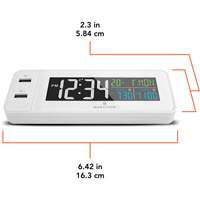 Hotel Collection Fast-Charging Dual USB Alarm Clock, Digital, Battery Operated, White OR489 | Southpoint Industrial Supply