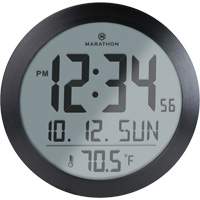 Super Jumbo Self-Setting Wall Clock, Digital, Battery Operated, 8" dia., Silver OR490 | Southpoint Industrial Supply