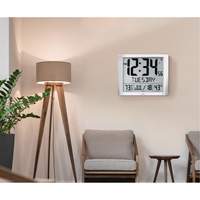 Super Jumbo Self-Setting Wall Clock, Digital, Battery Operated, Silver OR491 | Southpoint Industrial Supply