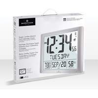 Super Jumbo Self-Setting Wall Clock, Digital, Battery Operated, Silver OR491 | Southpoint Industrial Supply