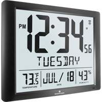 Super Jumbo Self-Setting Wall Clock, Digital, Battery Operated, Black OR492 | Southpoint Industrial Supply