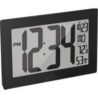 Self-Setting & Self-Adjusting Wall Clock with Stand, Digital, Battery Operated, Black OR493 | Southpoint Industrial Supply