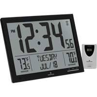 Self-Setting Full Calendar Clock with Extra Large Digits, Digital, Battery Operated, Black OR497 | Southpoint Industrial Supply