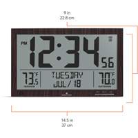 Self-Setting Full Calendar Clock with Extra Large Digits, Digital, Battery Operated, Brown OR498 | Southpoint Industrial Supply