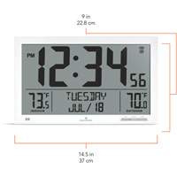 Self-Setting Full Calendar Clock with Extra Large Digits, Digital, Battery Operated, White OR500 | Southpoint Industrial Supply