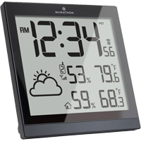 Self-Setting Weather Station and Clock, Digital, Battery Operated, Black OR504 | Southpoint Industrial Supply