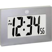 Large Frame Digital Wall Clock, Digital, Battery Operated, Silver OR505 | Southpoint Industrial Supply