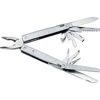 SwissTool Multi-Tool with Lockable Blade, Metal, Metal Handle, 155 mm L, 26 Functions, 0.7 lbs. PG235 | Southpoint Industrial Supply