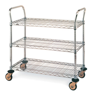 Standard-Duty Utility Cart With Wire Shelves, Chrome Plated, 24" x 39" x 36", 375 lbs. Capacity Southpoint Industrial Supply
