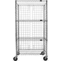 Enclosed Wire Shelf Cart, Chrome Plated, 36" x 69" x 18", 800 lbs. Capacity RN559 | Southpoint Industrial Supply