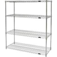 Heavy-Duty Chromate Wire Shelving, 4 Tiers, 36" W x 54" H x 24" D Southpoint Industrial Supply