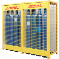 Gas Cylinder Cabinets, 20 Cylinder Capacity, 88" W x 30" D x 74" H, Yellow SAF848 | Southpoint Industrial Supply
