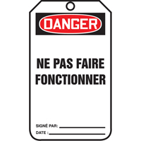 Lockout Tags, Plastic, 3-3/8" W x 5-7/8" H, French Southpoint Industrial Supply