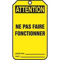 Lockout Tags, Plastic, 3-3/8" W x 5-7/8" H, French Southpoint Industrial Supply