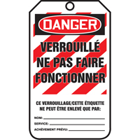 &eacute;tiquettes de verrouillage, Papier cartonn&eacute;, 3-1/8" la x 5-7/8" h, Français Southpoint Industrial Supply