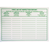 First Aid Kit Inspection Report Cards SAY532 | Southpoint Industrial Supply