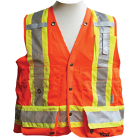 Vestes de s&eacute;curit&eacute; pour arpenteur, Orange haute visibilit&eacute;, Moyen, Polyester Southpoint Industrial Supply