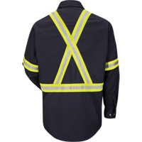 Work Shirt with Reflective Trim, Cotton/Nylon, Medium, High Visibility Orange Southpoint Industrial Supply