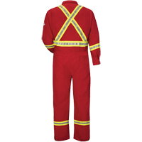 Flame-Resistant Deluxe Coveralls with Reflective Trim, Size 38, Red, 5.6 cal/cm² Southpoint Industrial Supply