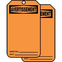 Safety Tags, Cardstock, 3-1/8" W x 5-7/8" H, French Southpoint Industrial Supply