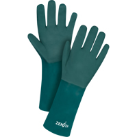 Double Dipped Green Gloves, 14" L, PVC, Cotton Jersey Inner Lining, 70-mil Southpoint Industrial Supply