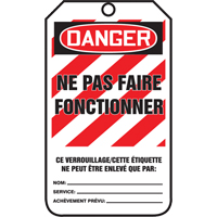 Lockout Tags, Plastic, 3-3/8" W x 5-5/8" H, French Southpoint Industrial Supply