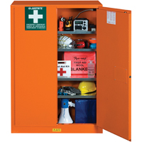 Emergency Preparedness Storage Cabinets, Steel, 4 Shelves, 65" H x 43" W x 18" D, Orange SEG861 | Southpoint Industrial Supply
