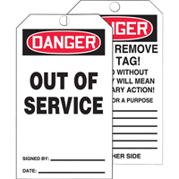 Tags By-The-Roll Safety Tags, Cardstock, 3" W x 6-1/4" H, English Southpoint Industrial Supply