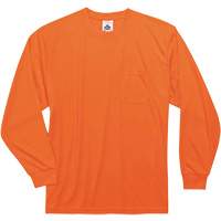 GloWear 8091 Non-Certified Long Sleeve T-Shirt, Polyester, Small, High Visibility Orange Southpoint Industrial Supply