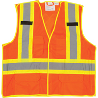 5-Point Tear-Away Premium Safety Vest , High Visibility Orange, Large/X-Large, Polyester, CSA Z96 Class 2 - Level 2 SFQ532 | Southpoint Industrial Supply