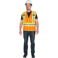 5-Point Tear-Away Premium Safety Vest , High Visibility Orange, Large/X-Large, Polyester, CSA Z96 Class 2 - Level 2 SFQ532 | Southpoint Industrial Supply
