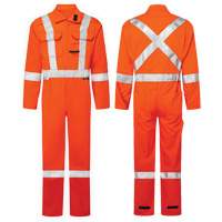 UltraSoft&reg; 7 oz. High-Visibility Deluxe Coveralls, Size 60-62, Orange Southpoint Industrial Supply