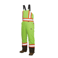 Salopettes de s&eacute;curit&eacute; doubl&eacute;e, Polyester/Polyur&eacute;thane, Grand, Jaune lime haute visibilit&eacute; Southpoint Industrial Supply